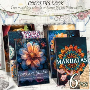 Coloring book set, meditation mandala and flower mandala