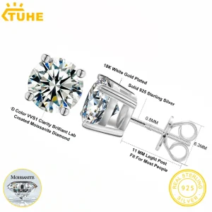 Moissanite Stud Earrings For Women  and Men