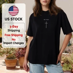 Women's Christian T-Shirt Short Sleeve Faith-Based with Cross
