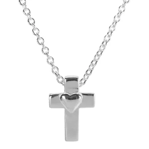 Mini Cross/Heart Silver Plate Necklace