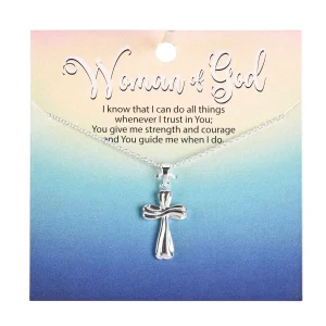 White Gold Necklace Mobius Bud Cross