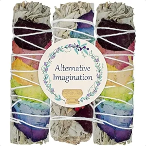 White Sage Sticks with Chakra Rose Petals